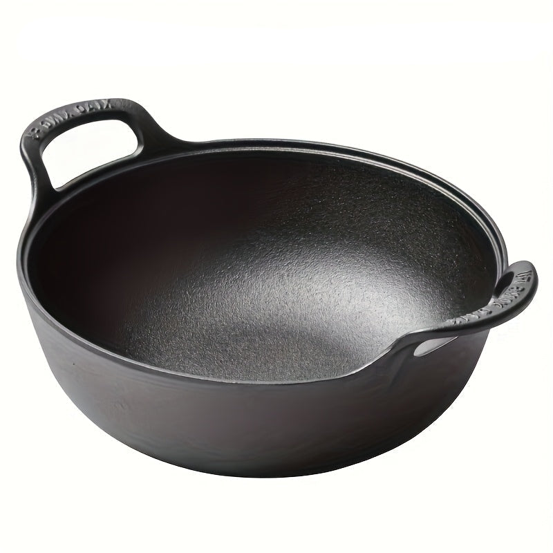 Poêle à griller en fonte compacte, idéale pour saisir viandes et légumes en camping ou jardin.