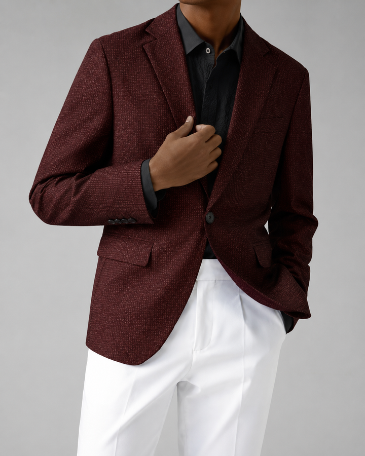 Veste homme chic, blazer structuré pour mariage, cérémonie ou soirée élégante.