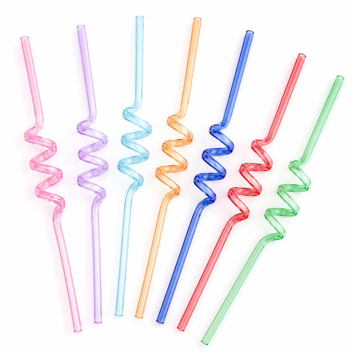 Pailles en plastique réutilisable Stitch, colorées et durables, idéales pour les boissons des enfants à la fête.