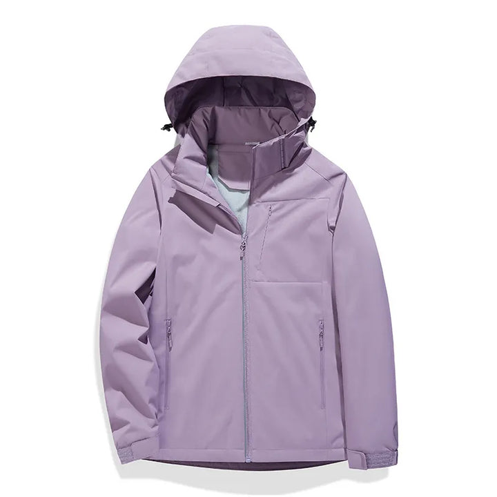 Veste imperméable femme élégante, idéale contre la pluie et le vent pour activités extérieures en toute saison.
