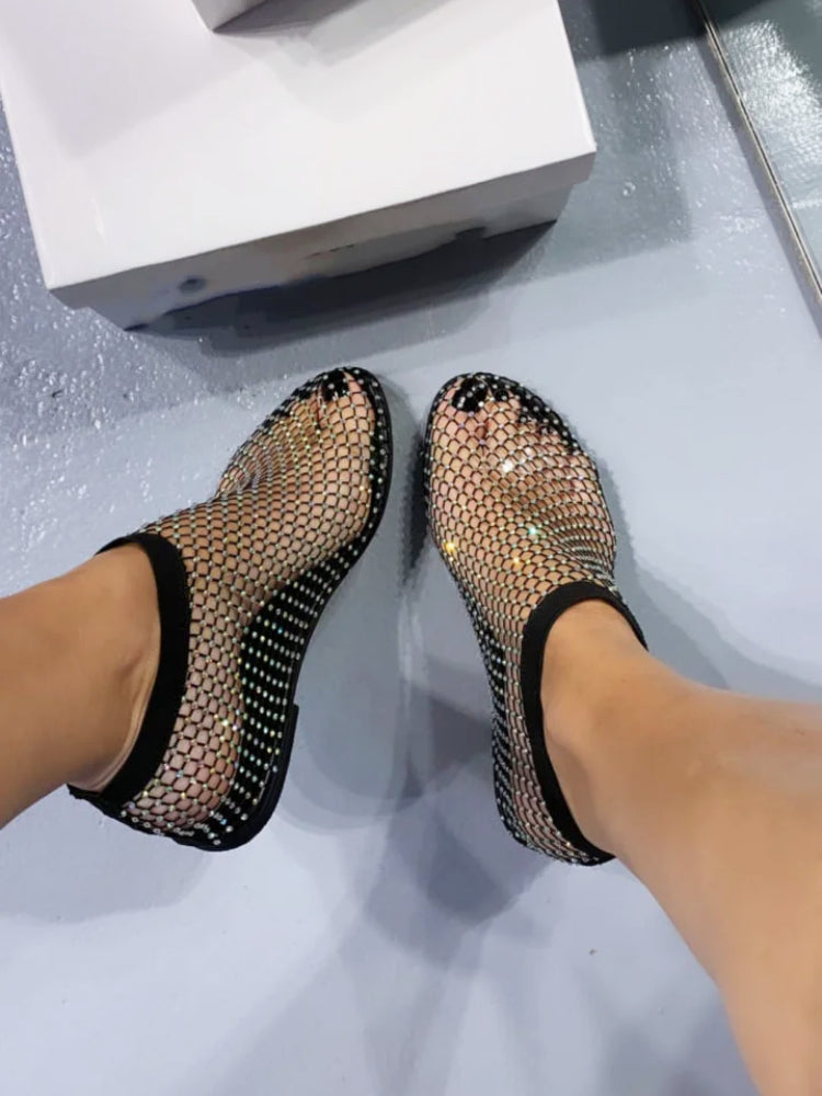 Chaussures plates ballerines Gemstone pour femme, confortables et respirantes en mesh. Style quotidien chic.