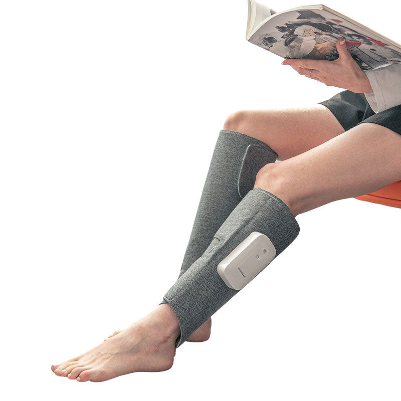 Thérapie par compression d'air pour jambes, un appareil sans fil pour soulager la douleur et favoriser la détente.