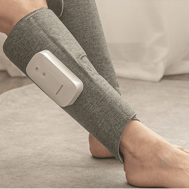 Masseur de jambes à compression d'air sans fil, pour soulagement et bien-être des jambes fatiguées.