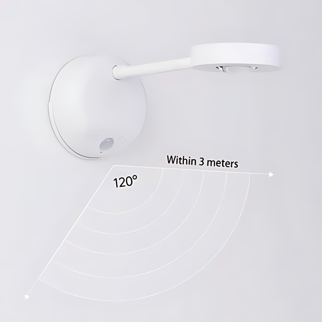 Spot LED compact, sans fil, avec capteur de mouvement. Idéal pour un éclairage intelligent et pratique.