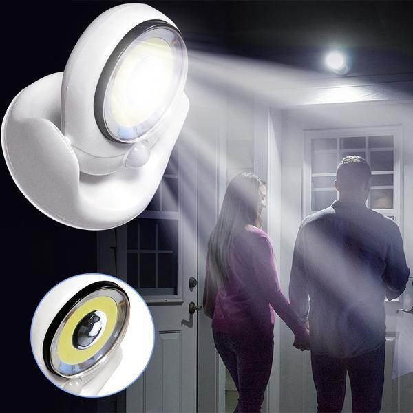 Lampe LED autonome avec capteur de mouvement pour sécurité jardin/extérieur. Éclairage sans fil puissant.