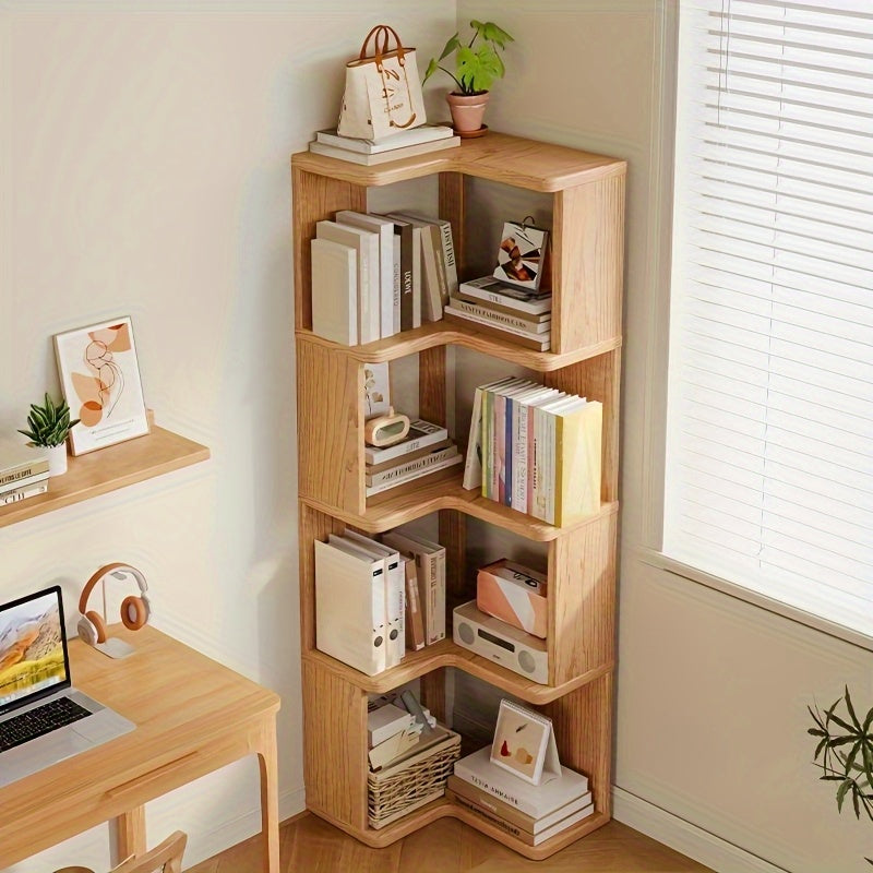 Élégante armoire d'angle en bois massif, meuble compact et naturel pour une décoration raffinée du salon.