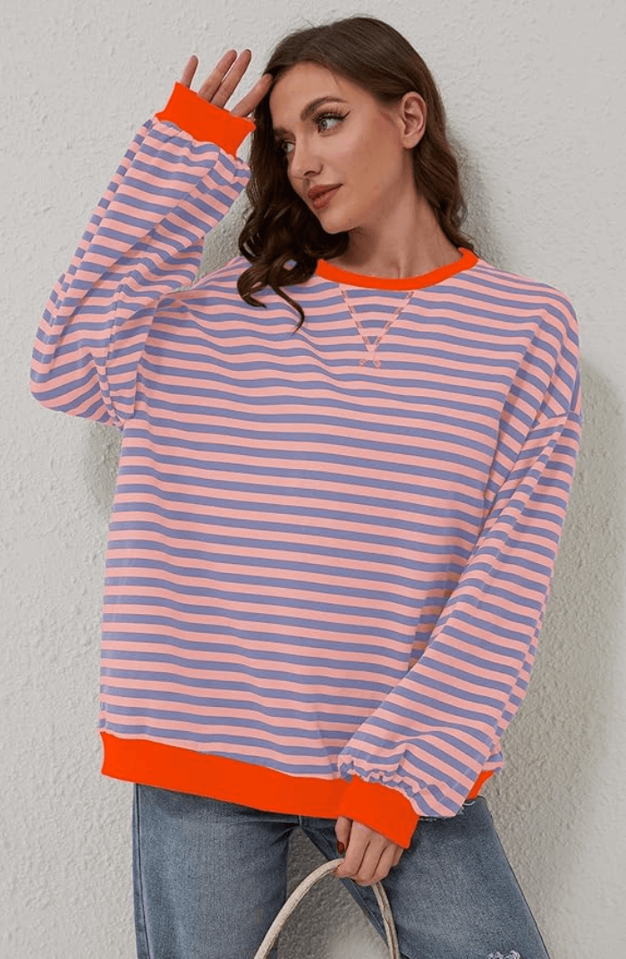 Oversized Randig Sweatshirt - Avslappnad Nautisk Stil