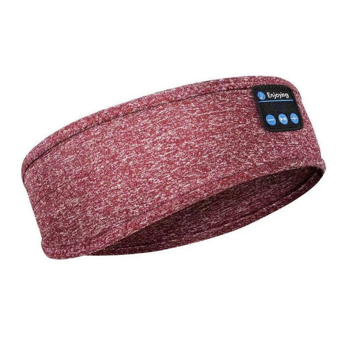 Bandeau confortable en polyester avec technologie Bluetooth pour musique, appels mains libres et sommeil.