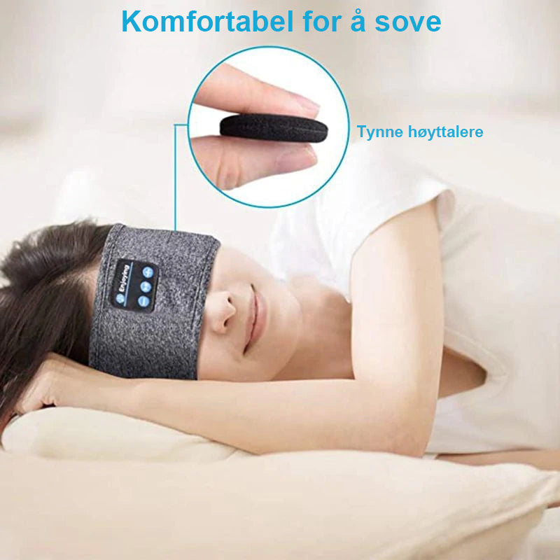 Bandeau sport audio en polyester respirant, sans fil, pour écoute musicale confortable et discrète.