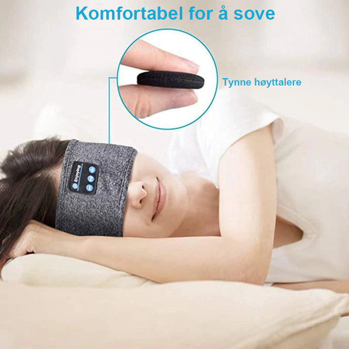Bandeau sport audio en polyester respirant, sans fil, pour écoute musicale confortable et discrète.