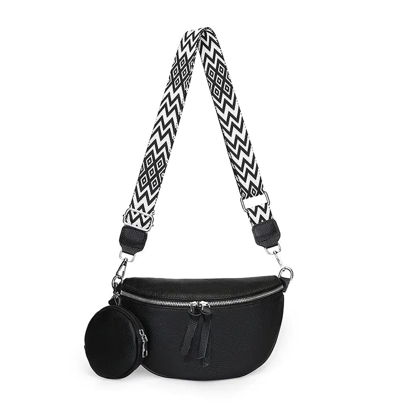 Sac banane en cuir à la mode pour femme, style bandoulière, idéal pour voyager léger et élégant.