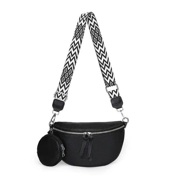 Sac banane en cuir à la mode pour femme, style bandoulière, idéal pour voyager léger et élégant.