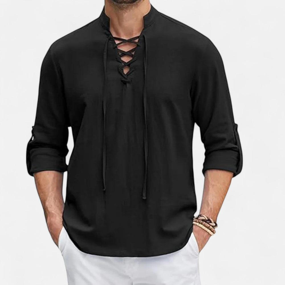 Tenue historique : chemise homme médiévale, style viking ou paysan, parfaite pour événements d'époque.