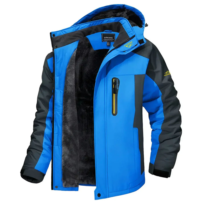 Veste de sport homme, coupe-vent et imperméable. Manteau chaud avec capuche ajustable pour activités extérieures.