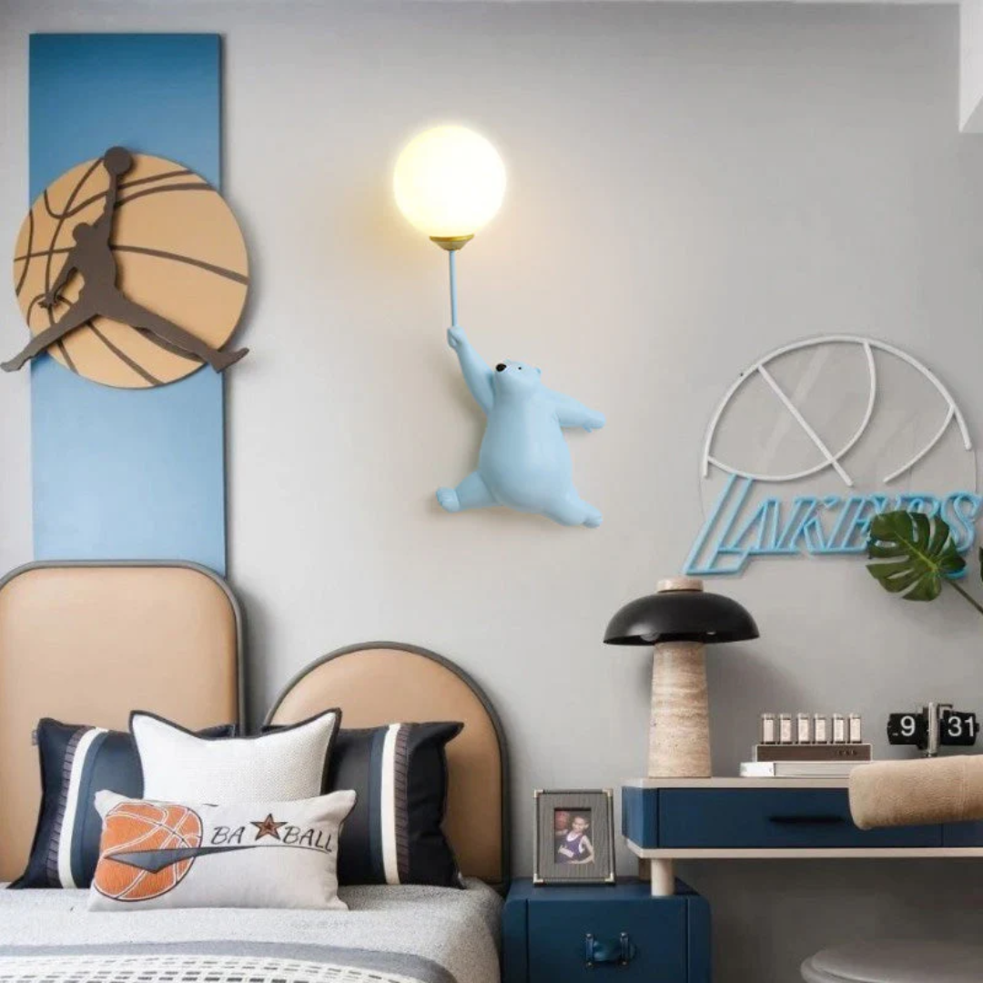 Lampe veilleuse LED ourson en résine et acrylique, parfaite pour les enfants.
