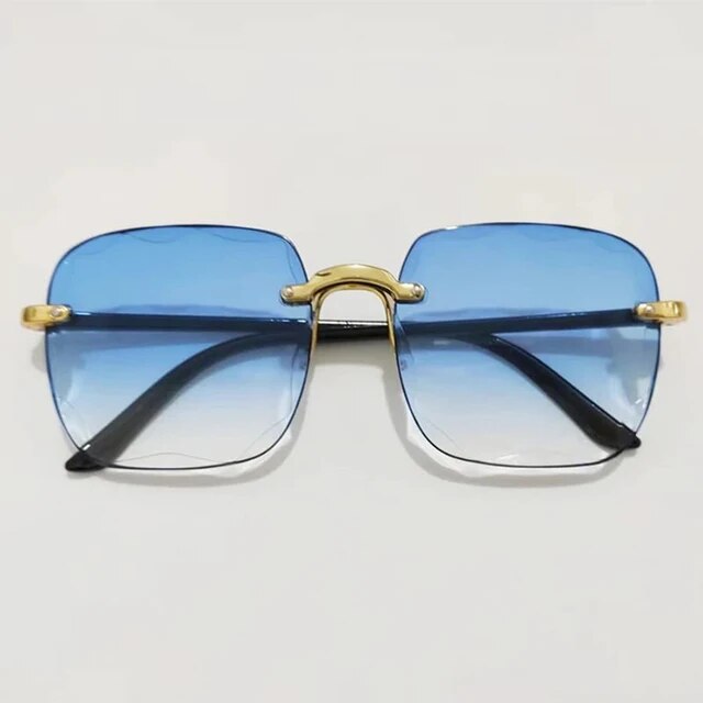 Lunettes de soleil unisexe vintage et légères, sans monture, pour une protection UV.