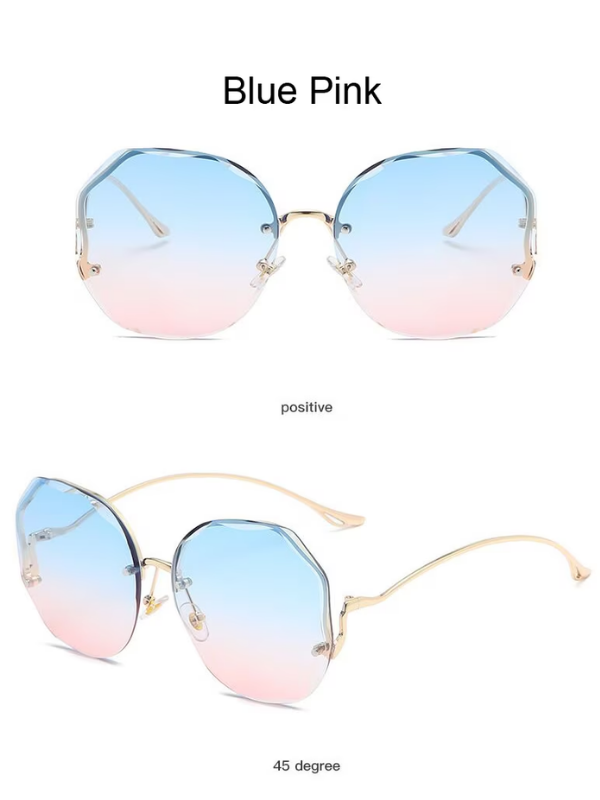 Design épuré: lunettes de soleil dégradées sans monture, luxe unisexe, protection UV chic pour l'été.