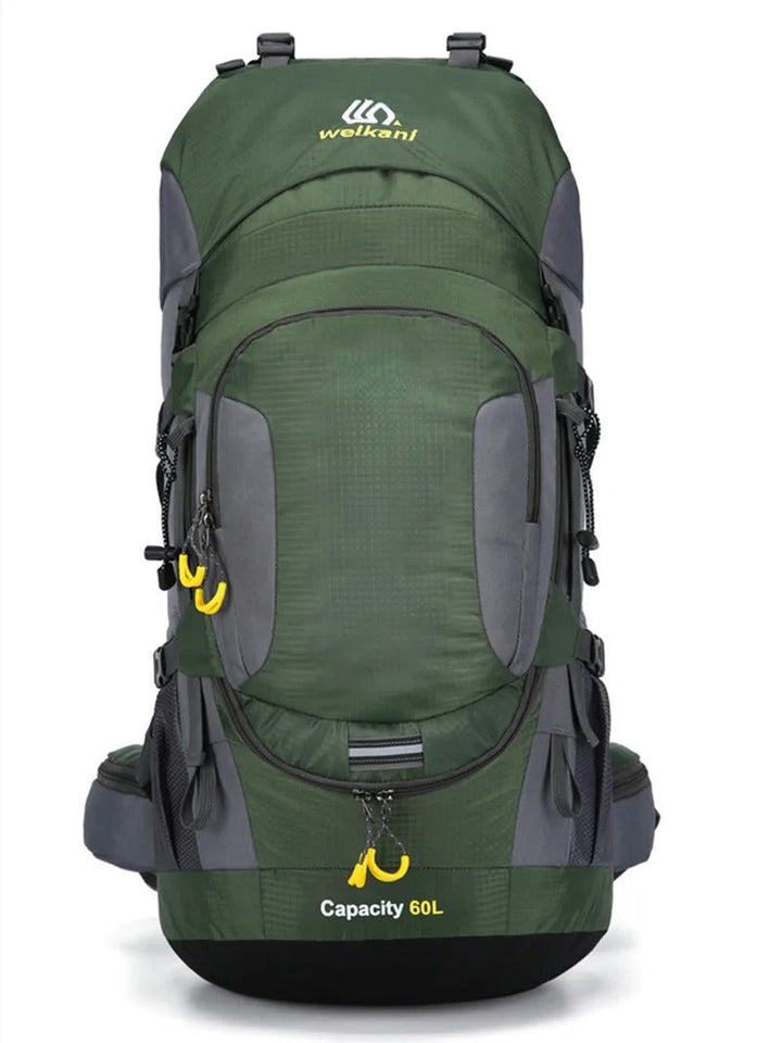 Sac à dos de camping unisexe 60L, robuste et imperméable, parfait pour toutes vos aventures outdoor.