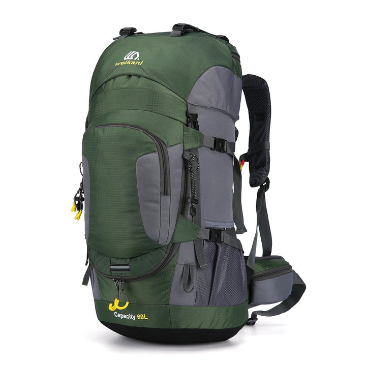 Sac à dos de sport et randonnée 60L, équipement imperméable et polyvalent pour le plein air.