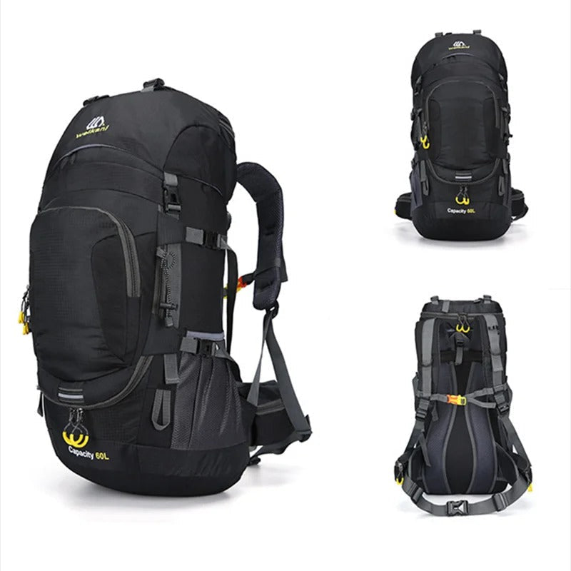 Sac à dos de randonnée 60L avec compartiments multiples, imperméable pour protéger votre équipement.