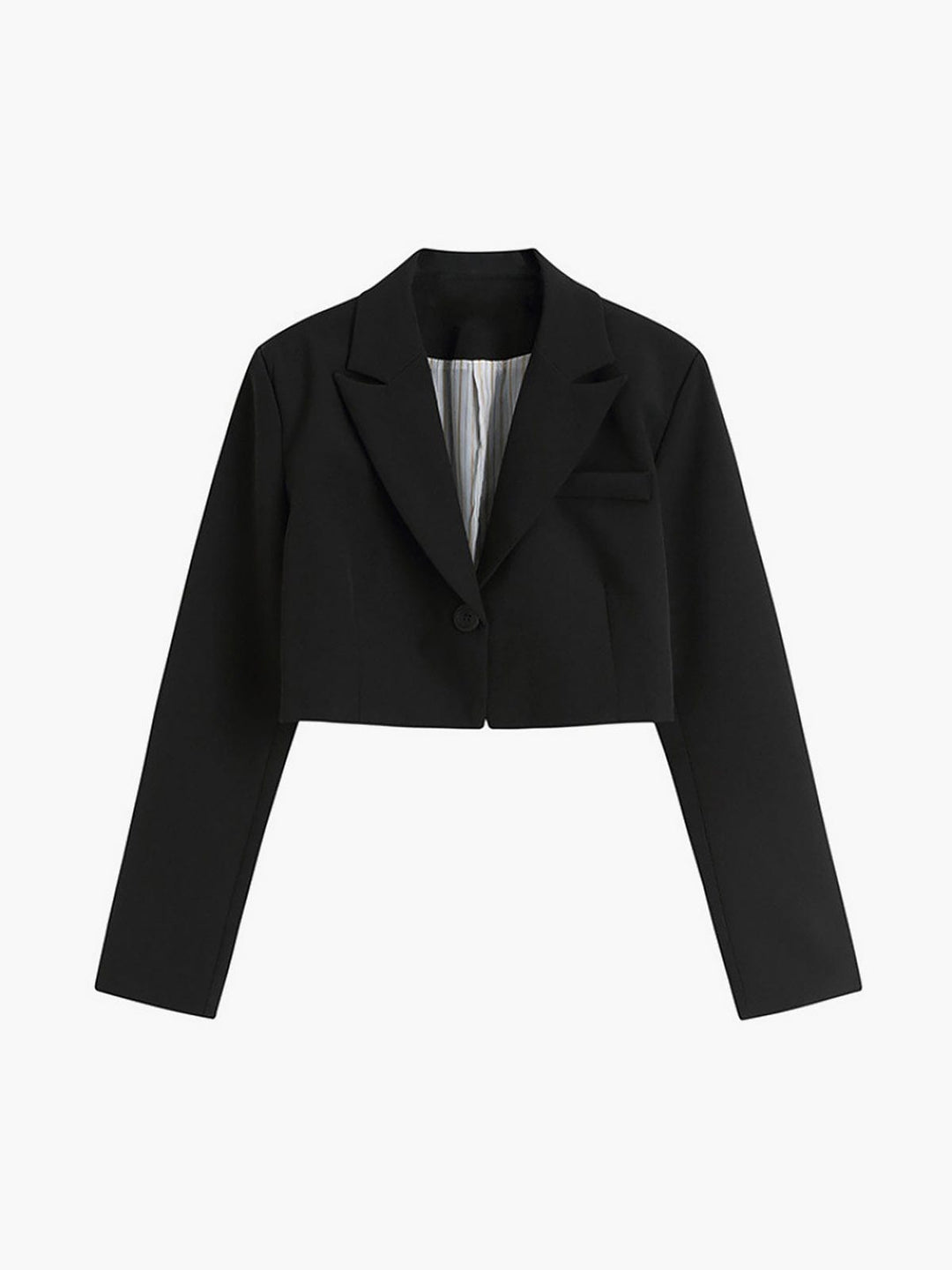 Veste tailleur courte femme, blazer chic noir, parfait pour mode automne-printemps.