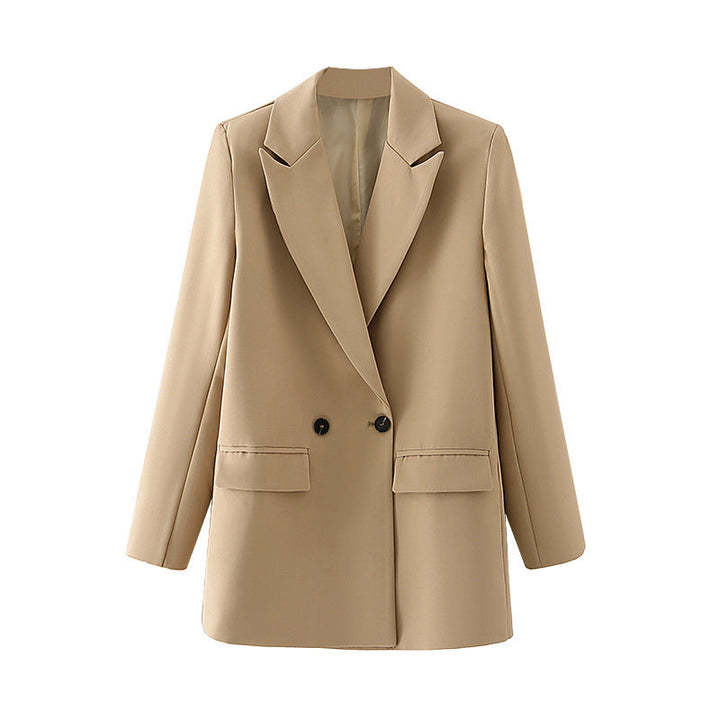 Veste croisée femme élégante, double boutonnage, pour un style bureau ou tailleur moderne.