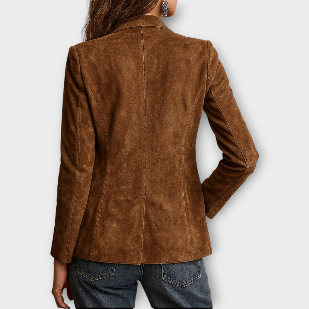 Blazer femme vintage chic, coupe ajustée. Veste élégante et moderne pour le bureau, tenue professionnelle.