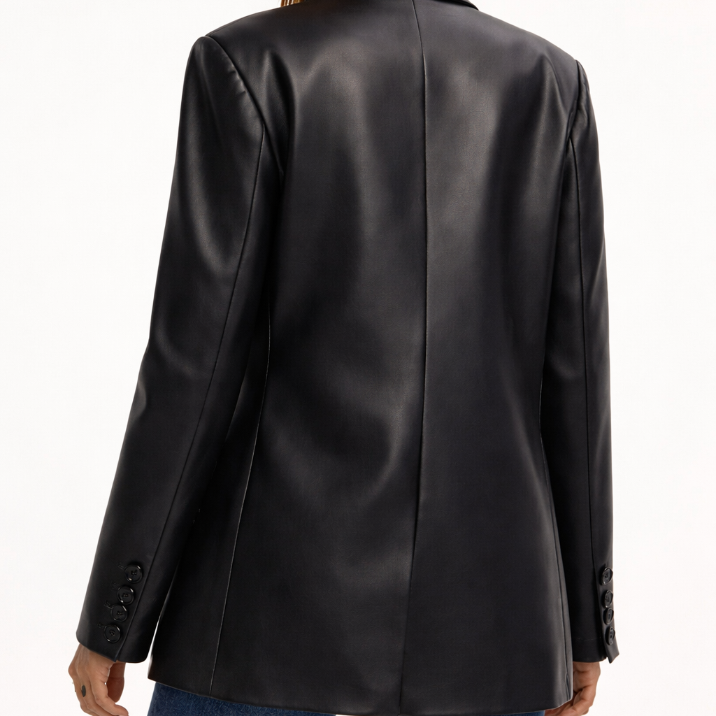 Blazer femme stylé, coupe ample et boutonnage simple. Vêtement professionnel polyvalent et élégant pour femme.