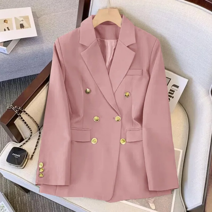 Blazer femme moderne à double boutonnage, un veston chic et élégant pour le bureau ou un look décontracté.