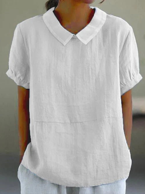 Blouse femme élégante et confortable, col raffiné, manches courtes. Parfaite pour une tenue chic décontractée.