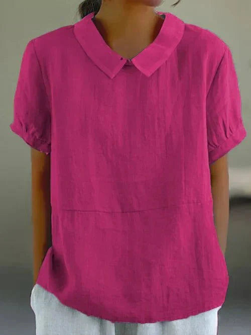 Blouse chemise femme, col et manches courtes. Style décontracté élégant, idéale pour le bureau ou une occasion polyvalente.