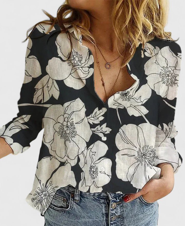 Blouse longue femme à boutons, élégante pour soirées, décontractée pour journées, confortable et chic.