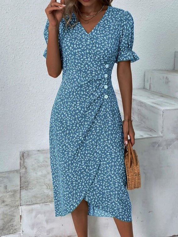 Robe d'été midi fluide et légère pour femme, confort et élégance décontractée, look estival parfait.
