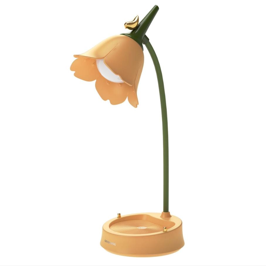 Lampe de table design fleur LED, technologie tactile pour ambiance lumineuse et portable en intérieur.