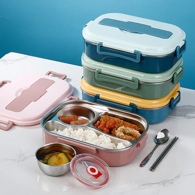 Boîte à lunch isotherme inox adultes, anti-fuites, avec compartiments pour repas chaud/froid au bureau/école.