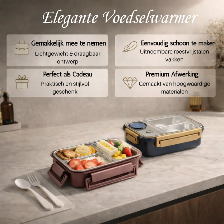 Lunch box isotherme avec plusieurs compartiments, parfaite pour organiser des repas variés, chauds ou froids, sans mélange.
