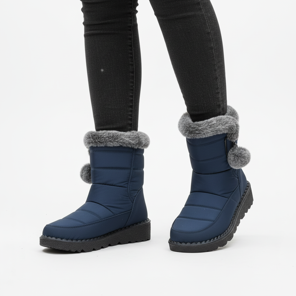 Chaussures d'hiver femme fourrées. Bottes chaudes et confortables en matériau imperméable.
