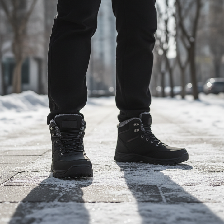 Chaussures chaudes d'hiver antidérapantes pour hommes, idéales pour affronter le froid avec style et sécurité.