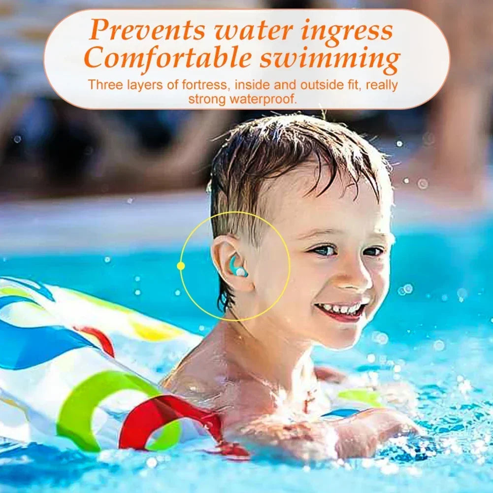 Confortables bouchons d'oreilles en silicone pour enfants, parfaits pour la piscine, le bain et la concentration à l'école.