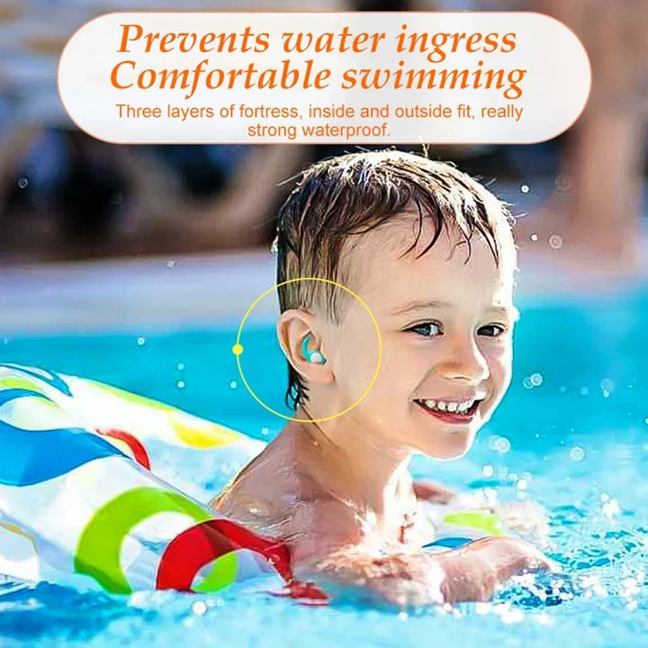 Confortables bouchons d'oreilles en silicone pour enfants, parfaits pour la piscine, le bain et la concentration à l'école.