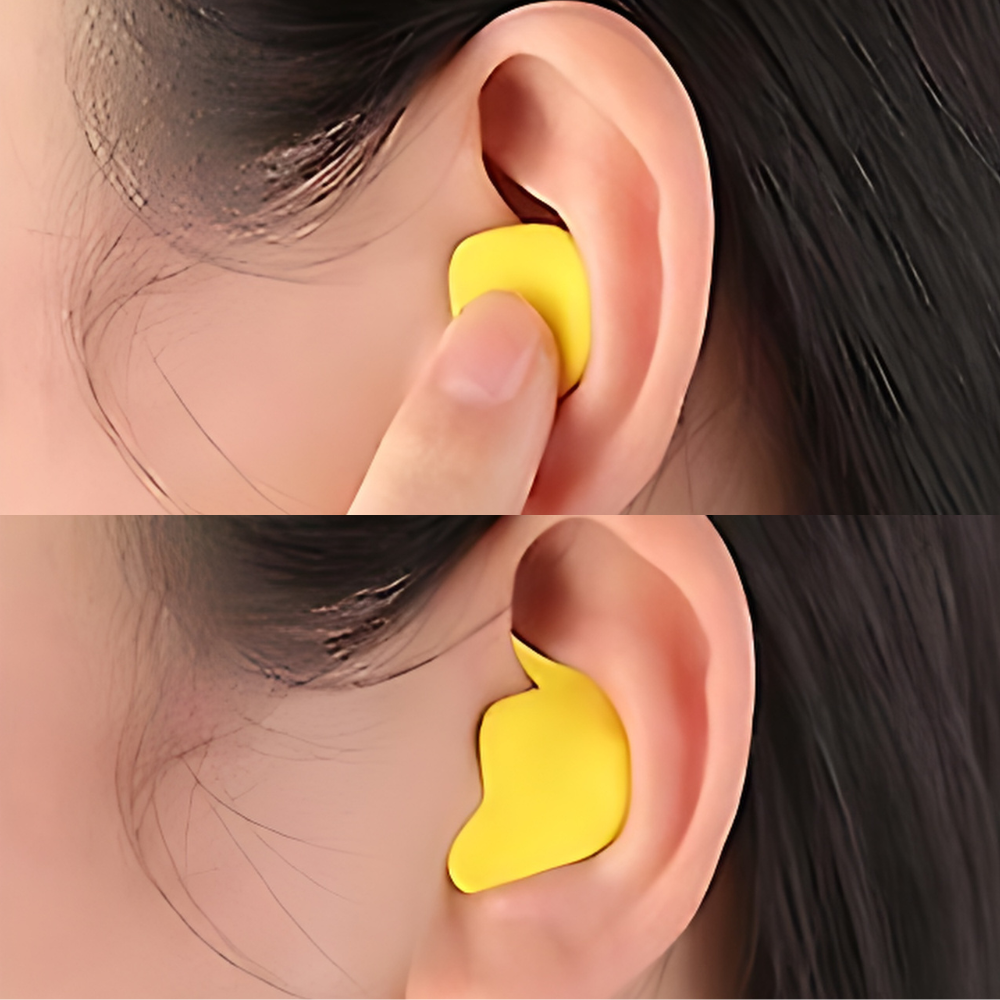 Paire de bouchons d'oreilles anti-bruit pour insonorisation. Protection auditive réutilisable et confortable.