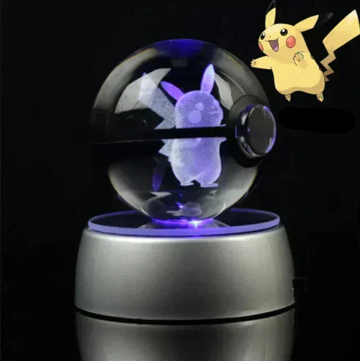 Veilleuse Pokémon en cristal LED, créant une ambiance magique pour les fans.