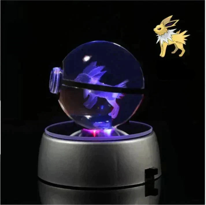 Lampe Évoli en cristal, décoration Pokémon LED unique et adorable.