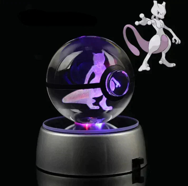 Lampe décorative Pokémon en cristal, parfaite pour une chambre d'enfant.