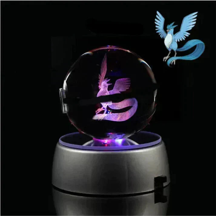 Veilleuse LED en cristal 3D, projette une lumière douce et une ambiance Pokémon.