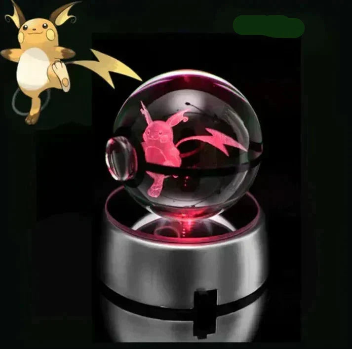Lumière LED douce, enfermée dans un cristal Pokémon, parfaite pour un cadeau.