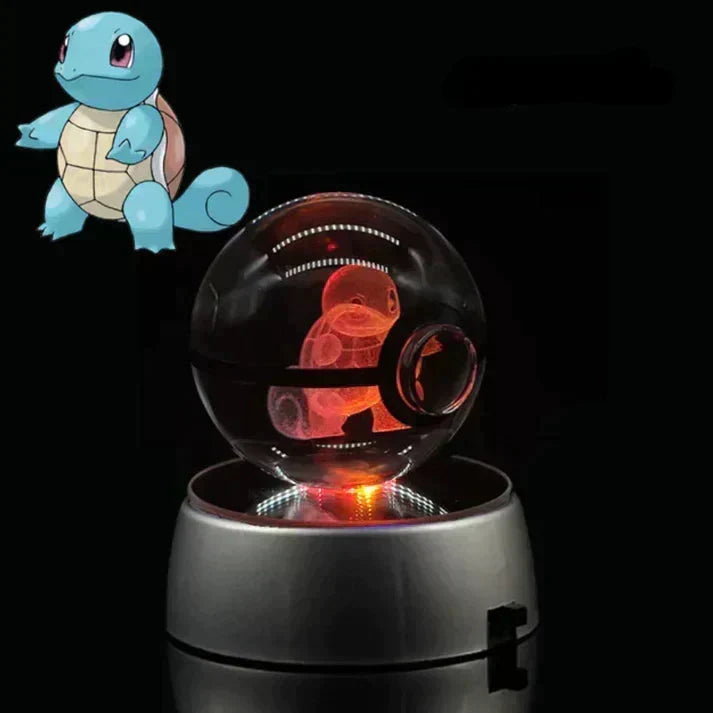 Veilleuse magique en cristal, avec gravure Pokémon, source de lumière LED.