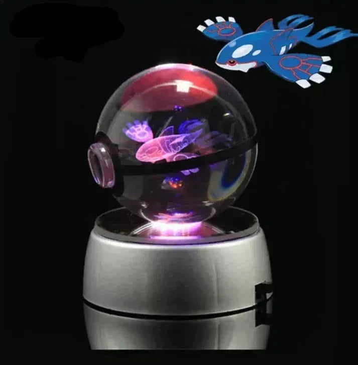 Lampe en cristal Pokémon, offre une lumière d'ambiance chaude et fantaisie.