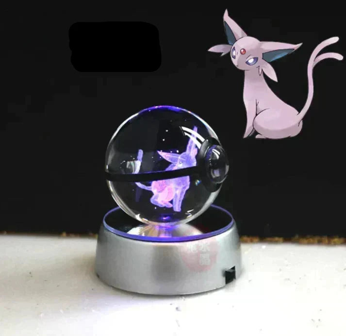 Cadeau parfait: Veilleuse Pokémon en cristal, lampe d'ambiance LED captivante.