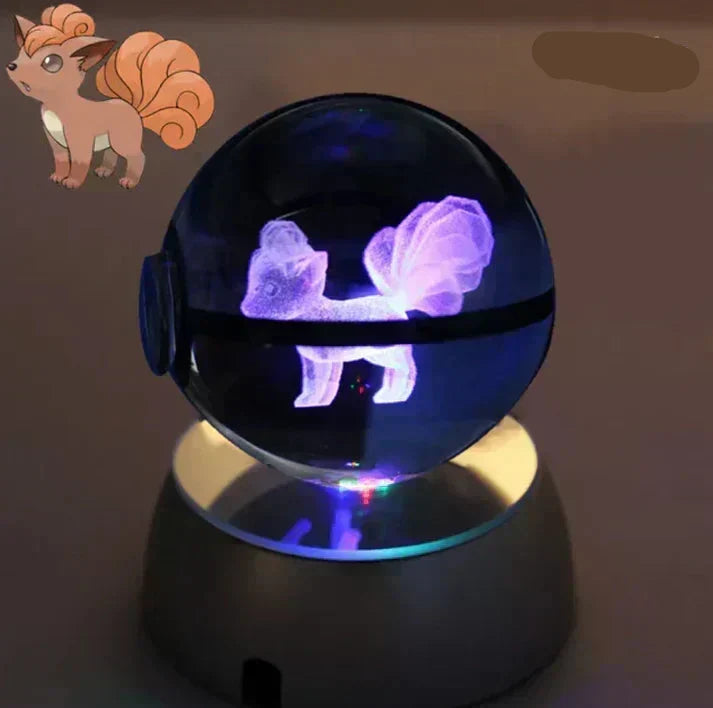 Lampe magique Pokémon en cristal, diffuse une lumière LED chaleureuse et invitante.